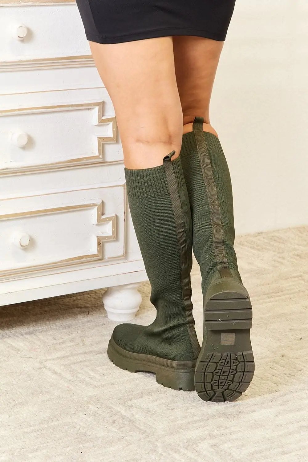 Stylish knee-high platform sock boots by Wild Diva Footwear - Love Salve